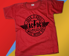 Remera Infantil AC/DC Rock'n'Roll Will Never Die Red