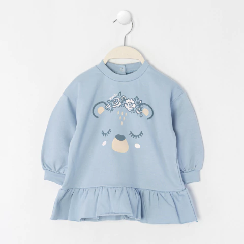 Buzo bebé nena frisa elastizada con volado y estampa "osita" - comprar online