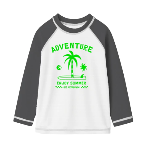 Remera jr varón UV m/ larga combinada c/ estampa en internet