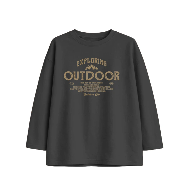 Remera oversize junior varón estampas outdoor frente y espalda