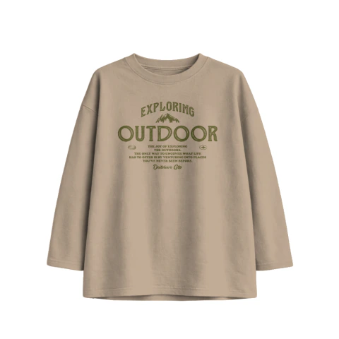 Remera oversize junior varón estampas outdoor frente y espalda en internet