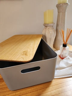 Contenedor Milan grande con tapa de madera en internet