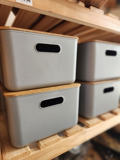Contenedor Milan grande con tapa de madera - Organize It Argentina