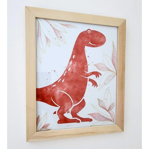 Cuadro Infantil con marco de madera Dinos 2