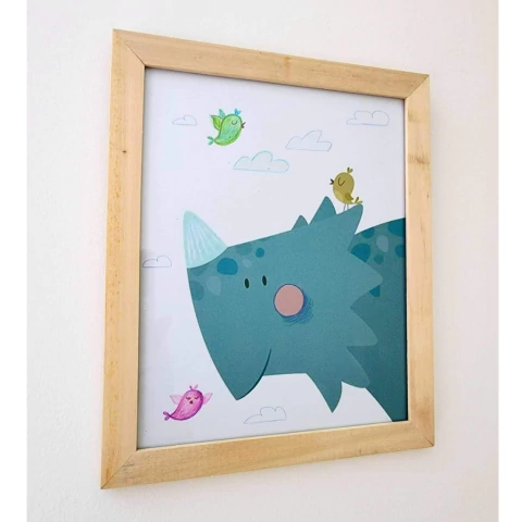 Cuadro Infantil en marco de madera Dinos 3