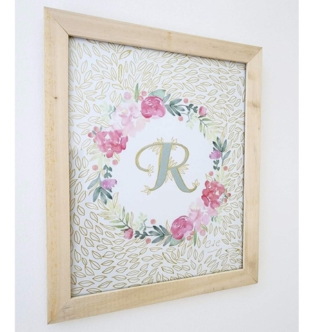 Cuadro con marco de madera Letra R