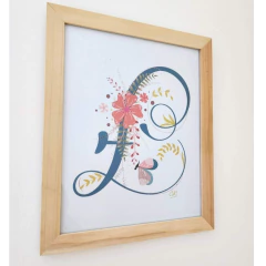 Cuadro con marco de madera Letra L