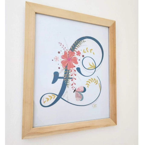 Cuadro con marco de madera Letra L