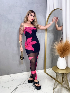 Imagem do Vestido zafira ( estampa rosa)