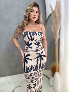 Vestido Midi ( coqueiro fundo claro) - Mylla Christian