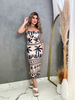 Vestido Midi ( coqueiro fundo claro) - loja online
