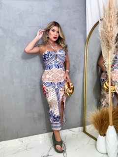 Vestido Samara ( estampa azul) - Mylla Christian