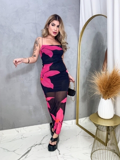 Vestido zafira ( estampa rosa)