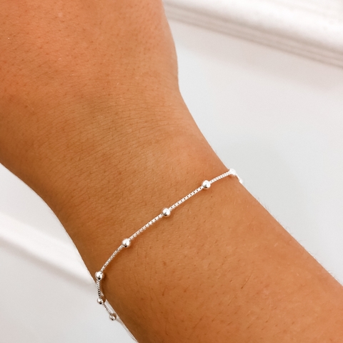 Pulseira em Prata Bolinhas P