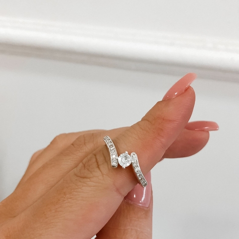 Anel de Prata Solitário Duplo