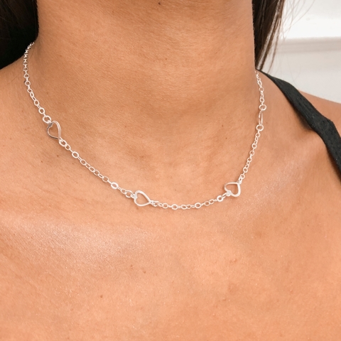 Chocker de prata Coração Vazado