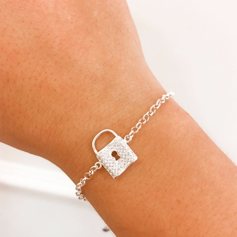 Pulseira em Prata cadeado