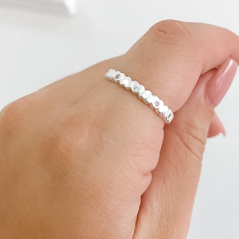 Anel em Prata Corações