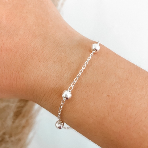Pulseira em Prata Bolinhas M