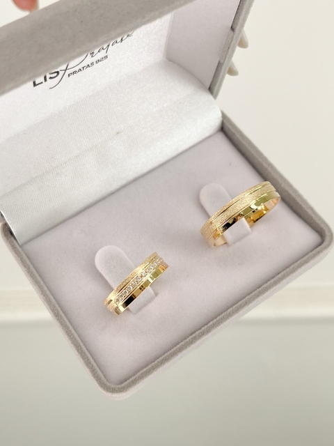 Aliança Banhada 5mm+ Anel Solitário Banhado - comprar online