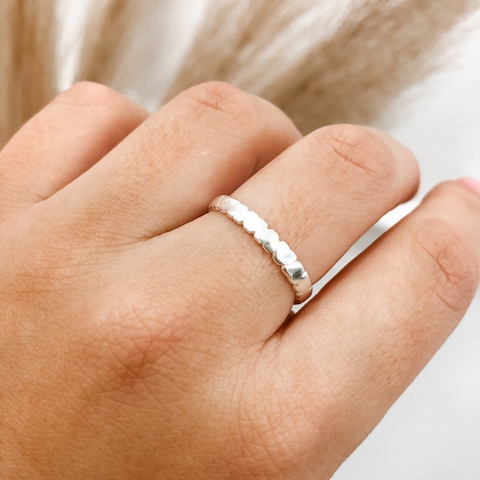 Anel em Prata corações liso