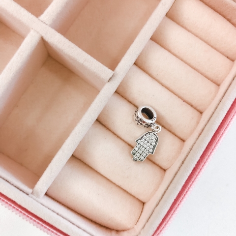 Berloque de prata Mão Cravejada