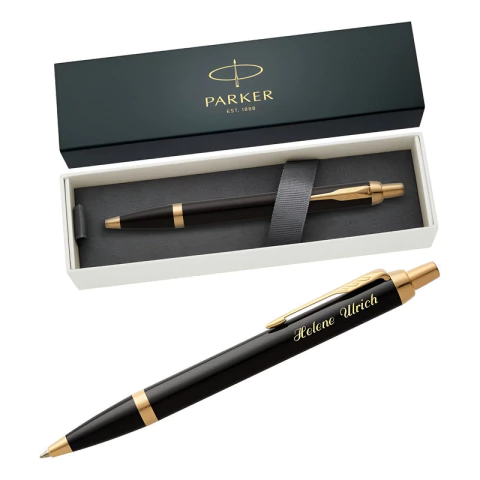 Boligrafo Parker Im Laca Negra + Tarjetero Personalizado - comprar online