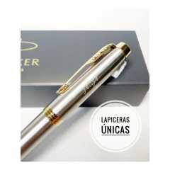 Roller Parker Im Metal C/ Dorado + Tarjetero Personalizado - Lapiceras Únicas