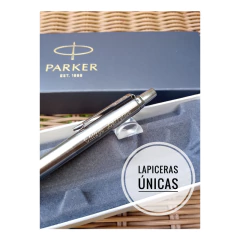 Boligrafo Parker Jotter Plateado + Tarjetero Personalizado - tienda online
