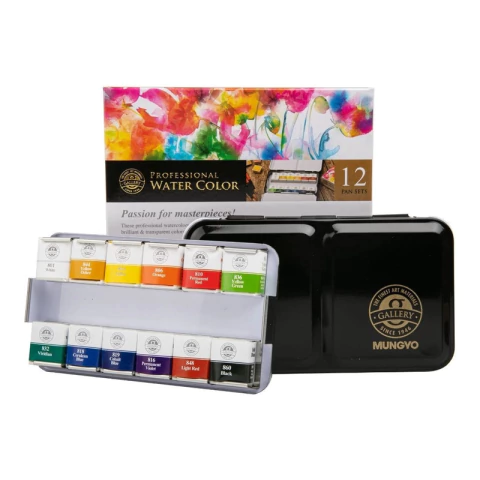 Acuarelas Profesionales En Pastilla Mungyo Lata 12 Colores - comprar online