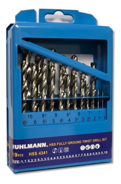 Juego Mecha Acero Rapido 19 Piezas Broca 1 A 10mm Ruhlmann