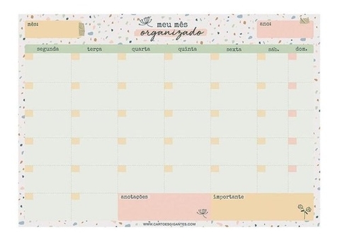 Planner bloco mensal