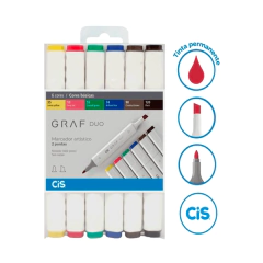Marcador artístico graf duo cis - tons básicos