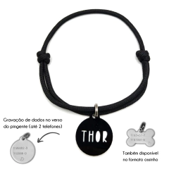 Tag de identificação pet personalizada preto