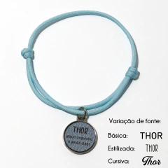 Tag de identificação pet personalizada azul pastel