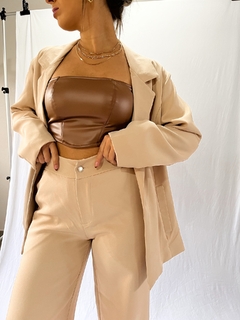 Top Corset Couro Sintético Marrom na internet