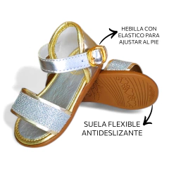 Sandalia Catania Plateado Bebe Nena - comprar online