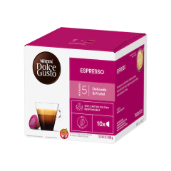 Caja de cápsulas de café Nescafé Dolce Gusto Espresso con 10 unidades, intensidad 5, sabor delicado y frutal, para máquinas Dolce Gusto