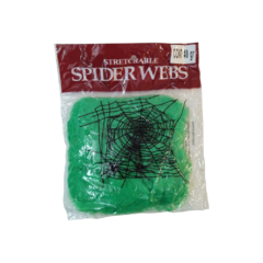 TELA DE ARAÑAS VERDE C/ARAÑITAS X40GR