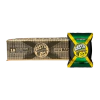 Paquete de alfajores Rasta Negro, que incluye 18 unidades y un diseño atractivo con colores negro y amarillo.