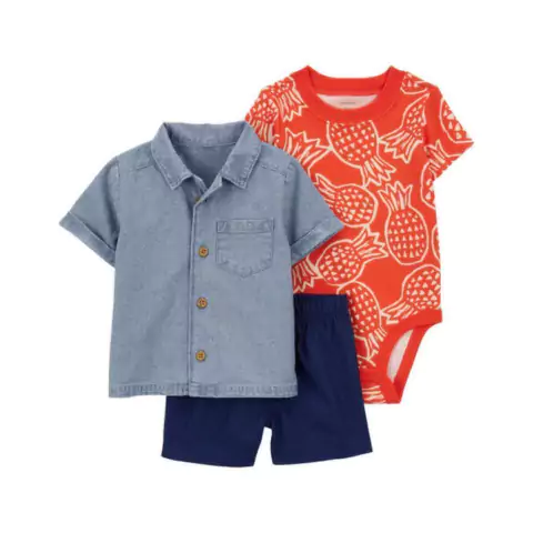 Conjunto trio bebe menino com camisa Carters