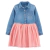 Vestido jeans com tule rosa Carters