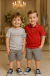 Conjunto trio infantil menino gola polo Calvin Klein vermelho