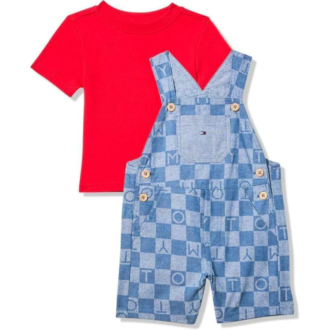 Conjunto jardineira quadriculada+ camiseta Tommy Hilfiger - comprar online