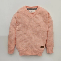 Sweater Mouline Cuello en V Coral