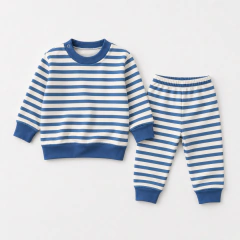 CONJUNTO BEBE FRISA RAYA AZUL