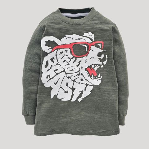 CAMISETA NIÑO OSO VERDE - comprar online