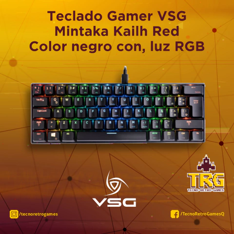 Teclado Gamer VSG Mintaka Kailh Red español Latinoamérica color negro con luz RGB