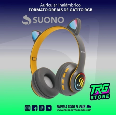 Auriculares Inalámbricos Suono con Orejas de Gatito LED – Sonido H - comprar online