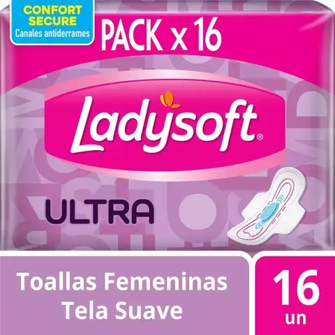 LADYSOFT TOALLAS FEMENINAS ULTRA DELGADA SUAVE X 16 UND